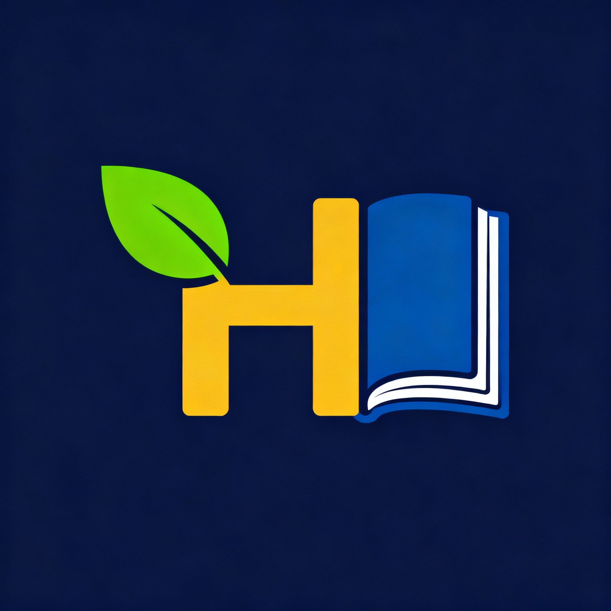 Modern lifestyle blog logo with bold H, green leaf, and open book elements, symbolizing thoughtful growth and practical content.